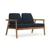 Canapea cu 2 locuri pentru exterior, constructie lemn masiv de salcam Calme Jardin Capri, albastru marin