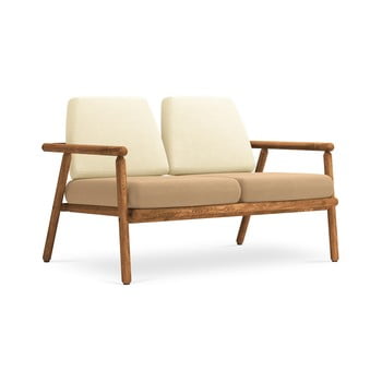 Canapea cu 2 locuri pentru exterior, constructie lemn masiv de salcam Calme Jardin Capri, bej - bej inchis