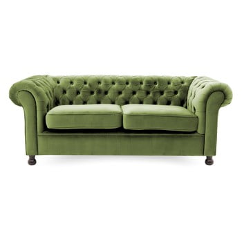 Canapea cu 3 locuri Vivonita Chesterfield, verde oliv