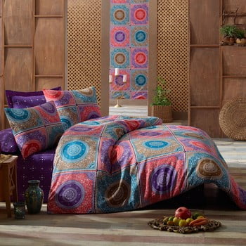 Lenjerie de pat cu cearsaf Ornament Purple, 200 x 220 cm