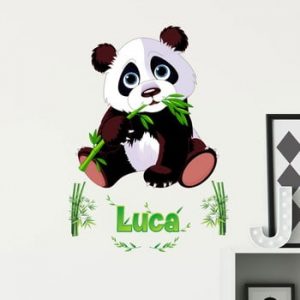 Set autocolante pentru perete cu panda si litere Ambiance Bamboo