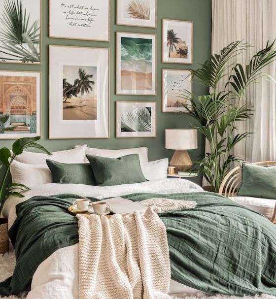 amenajare dormitor culoare verde