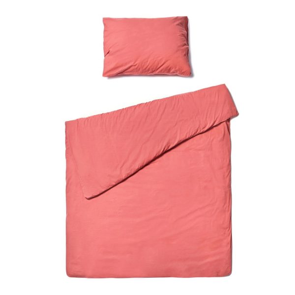 Lenjerie de pat din bumbac pentru o persoana Bonami Selection, 140 x 220 cm, roz corai