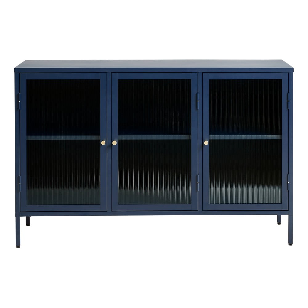 Vitrina din metal Unique Furniture Bronco, inaltime 85 cm, albastru