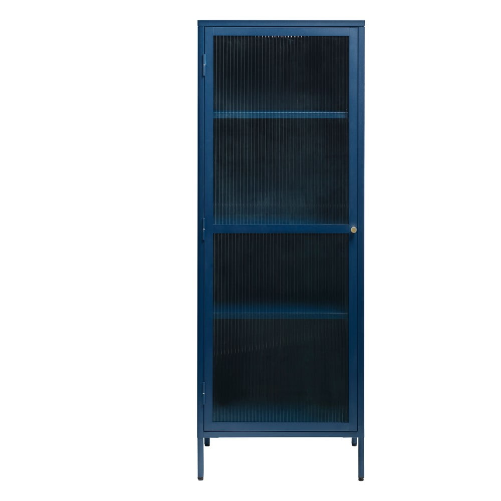 Vitrina din metal Unique Furniture Bronco, inaltime 160 cm, albastru